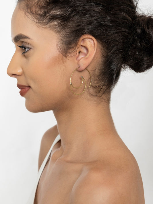 Crescent Moon Brass Earrings