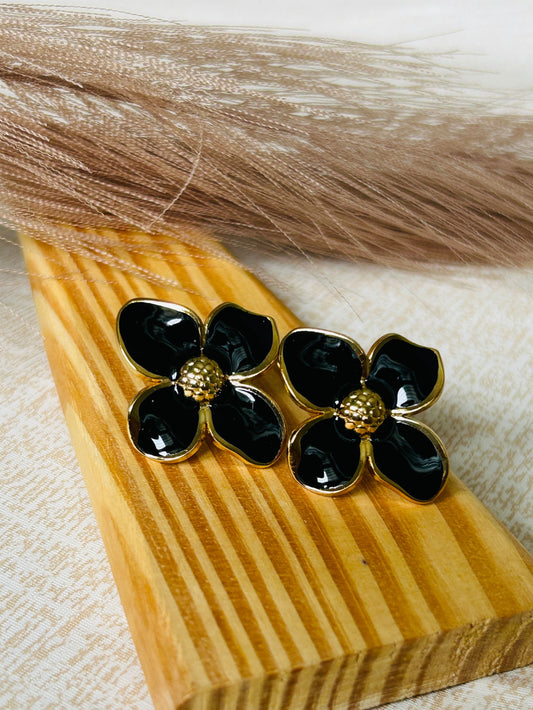 Black Floral Earrings