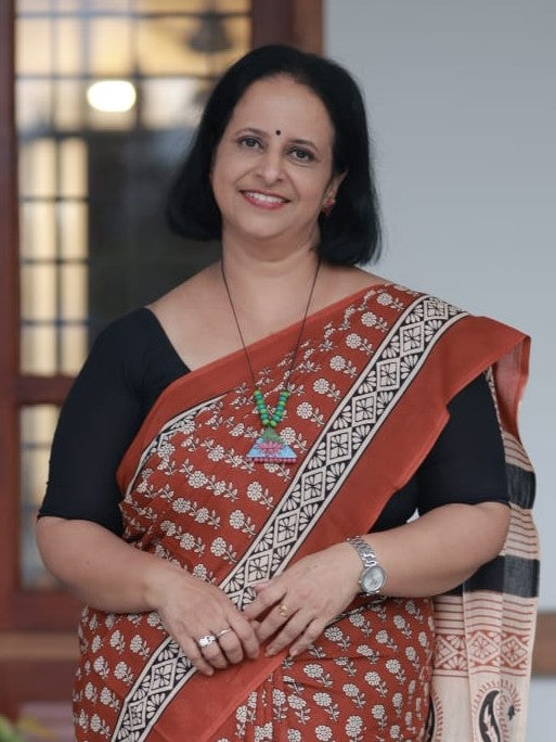 Triangle Lotus Painted Terracotta Pendant