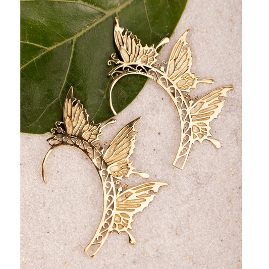 Winged Butterfly Brass Earcuff