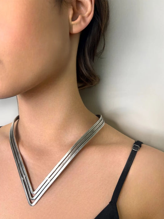 Statement Collar Silver Neck Piece