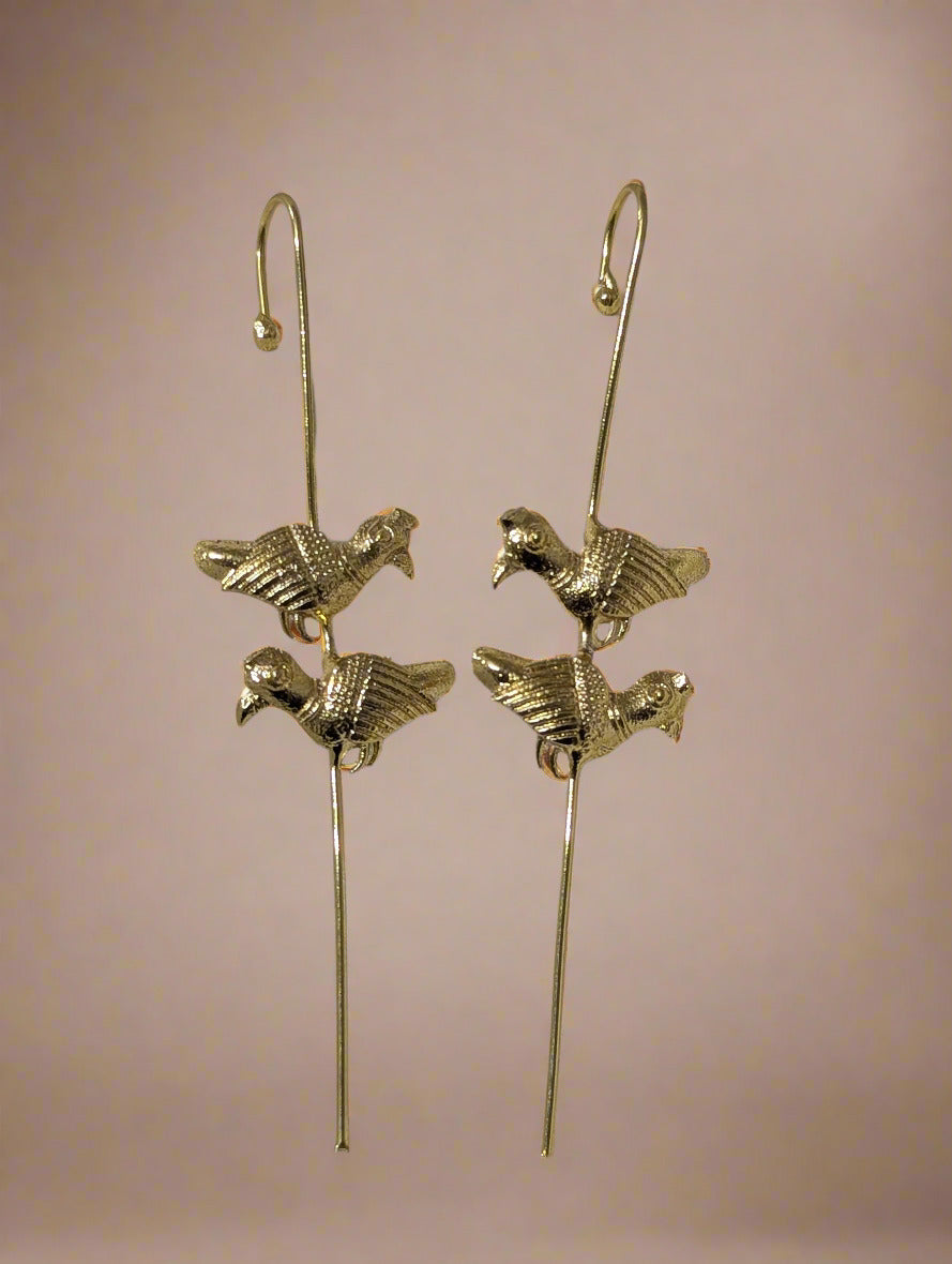Gold bird-shaped earrings