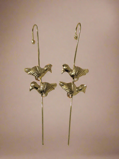 Gold bird-shaped earrings