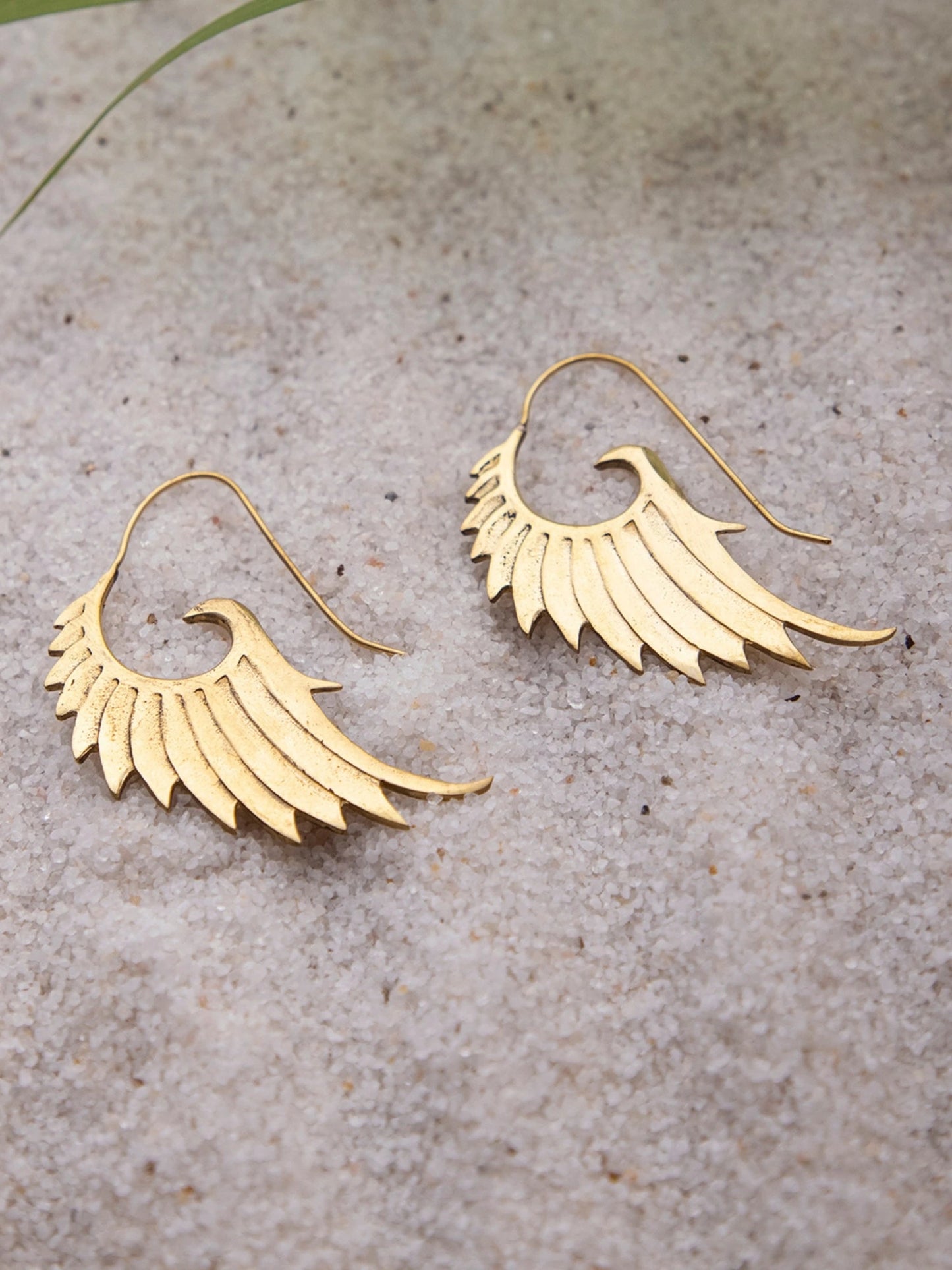 Contemporary Wing Brass Earrings