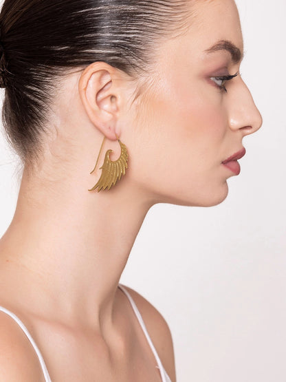 Contemporary Wing Brass Earrings