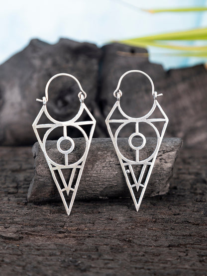 Sharp Triangle Oxidized Earrings