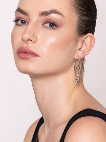 Sharp Triangle Oxidized Earrings