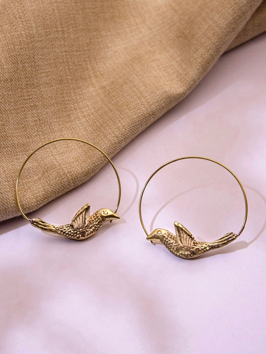 Bird Brass Hoops