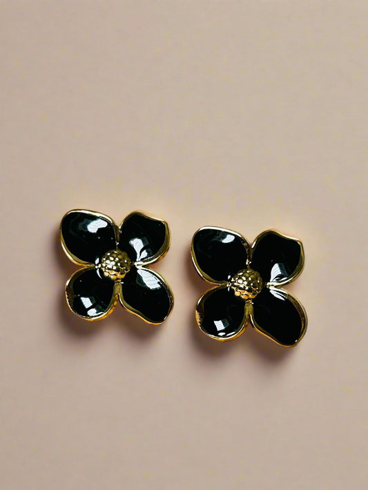 Black Floral Earrings