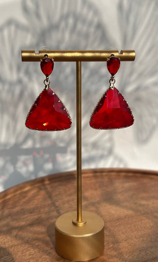 Red Glass Dangler Earrings