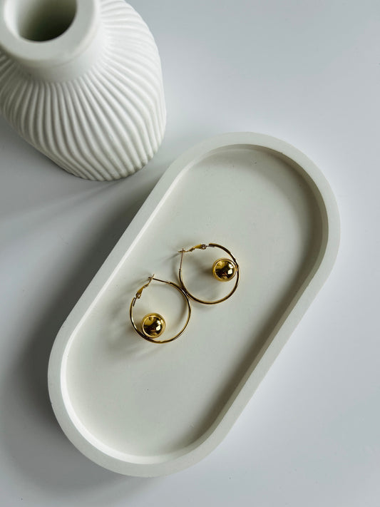 Golden Button Hoops
