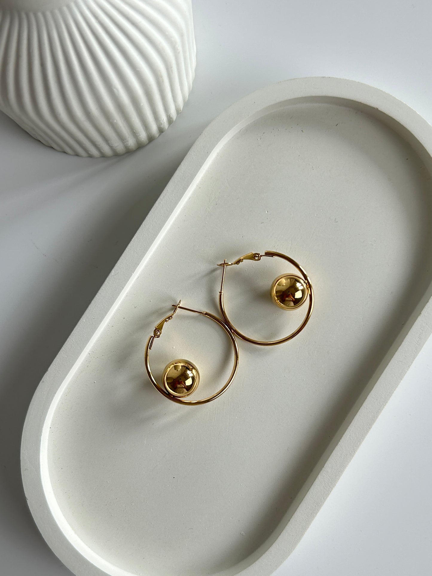 Golden Button Hoops