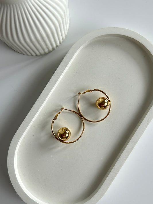 Golden Button Hoops