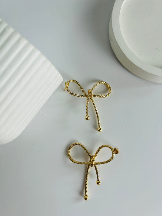 Gleam Bow Gold Earrings