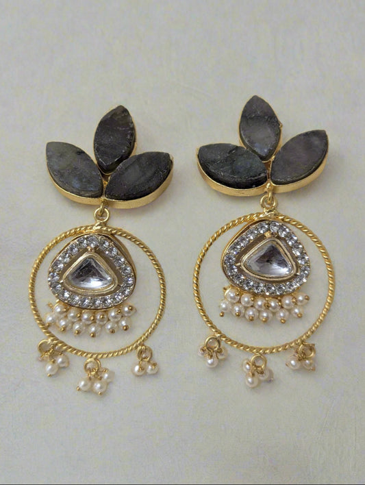 Leaf Kundan Chandbali