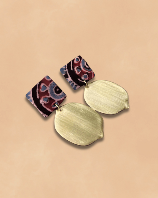 Cotton and Brass Earrings